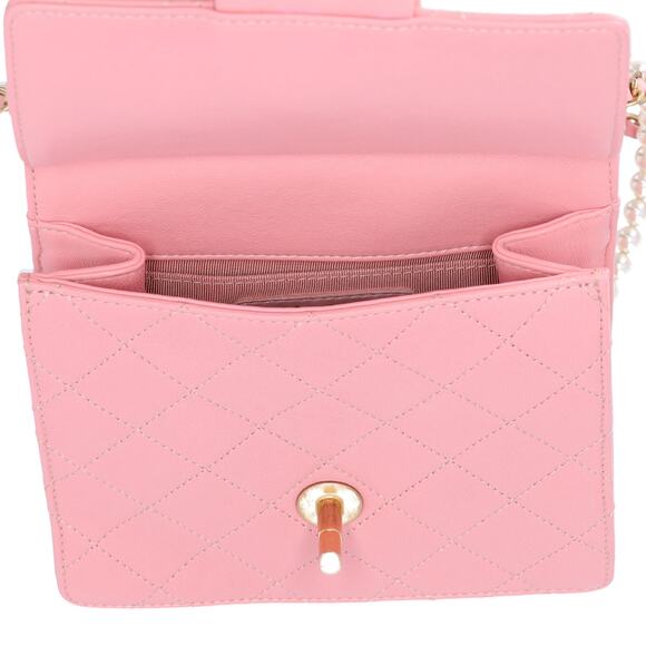 CHANEL Chic Pearls Flap Crossbody Pink Lambskin Quilted - Picture 7 of 8